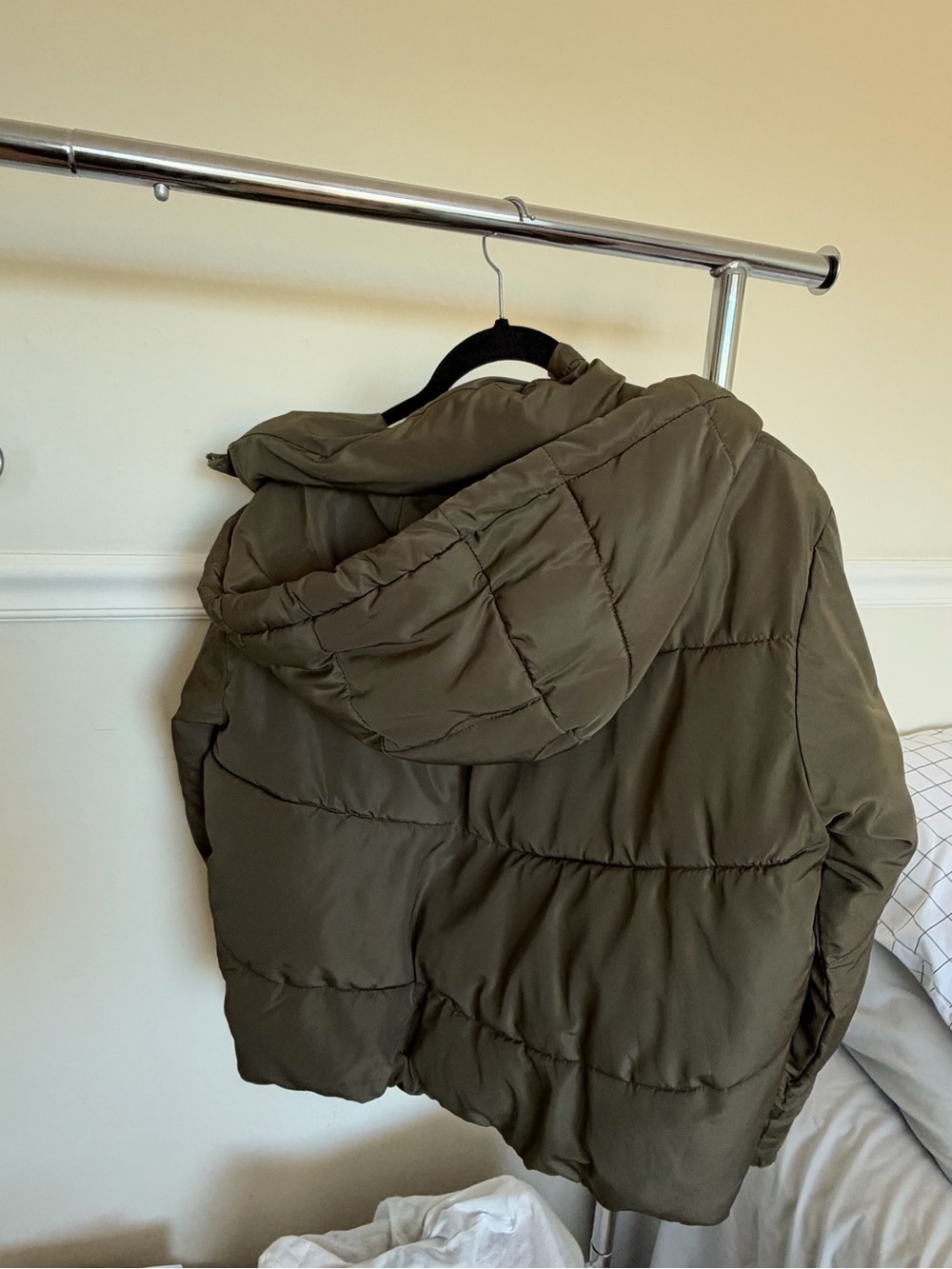Zara Olive Hooded Quilted Puffer Jacket